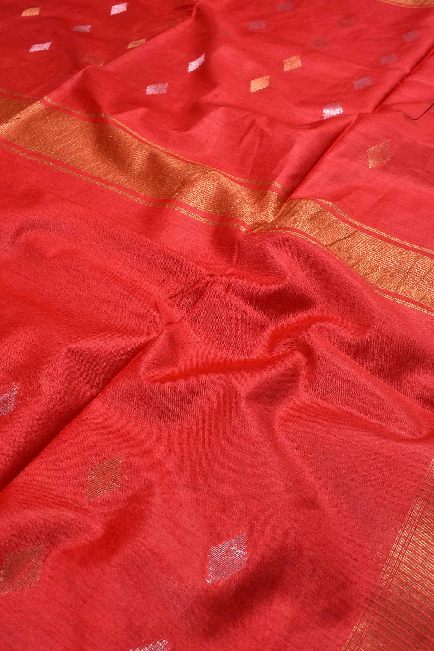 Red Cotton Silk Butta Saree