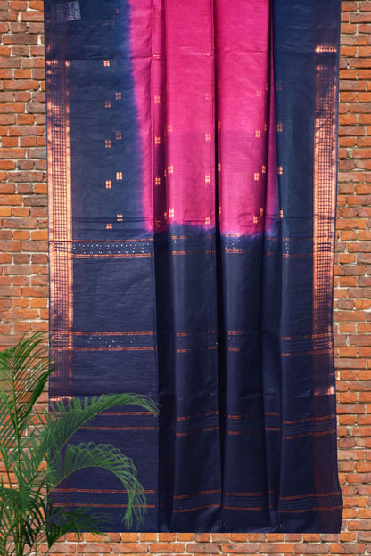 Dark Pink Cotton Silk Butta Saree