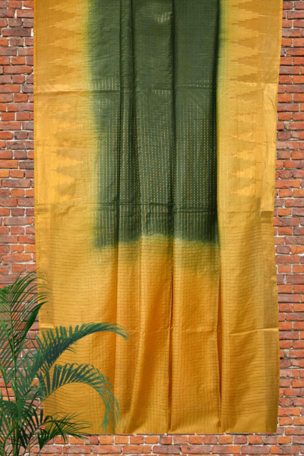 Green Cotton Silk Zari Line Saree