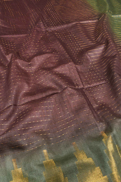 Brown Cotton Silk Saree