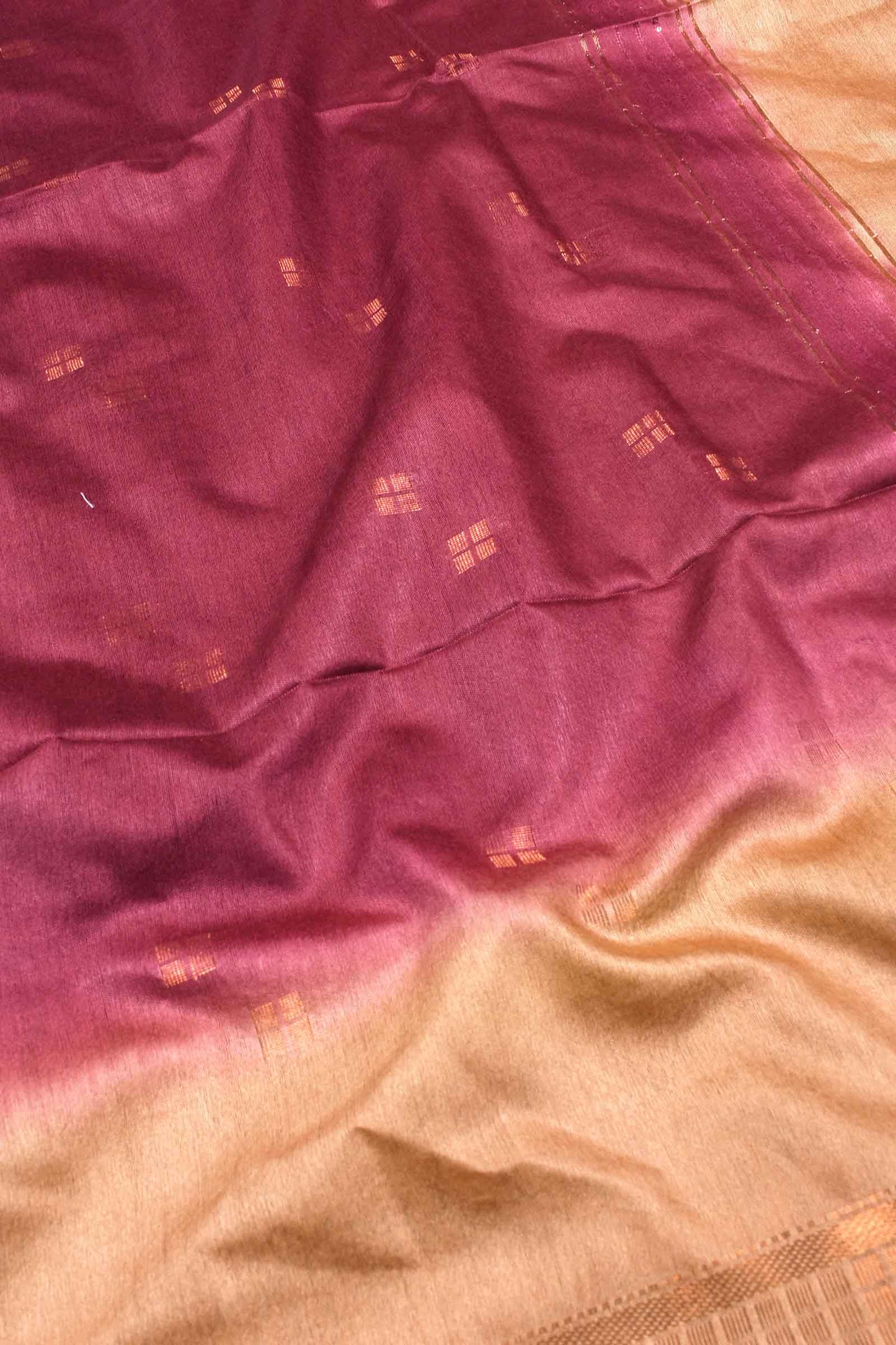 Meroon Cotton Silk Butta Saree