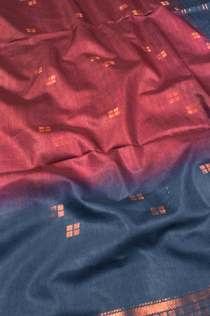 Dark Meroon Cotton Silk Butta Saree