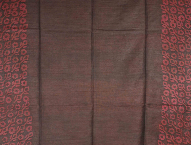 Brown Batik Cotton Banswara Batik Print Saree