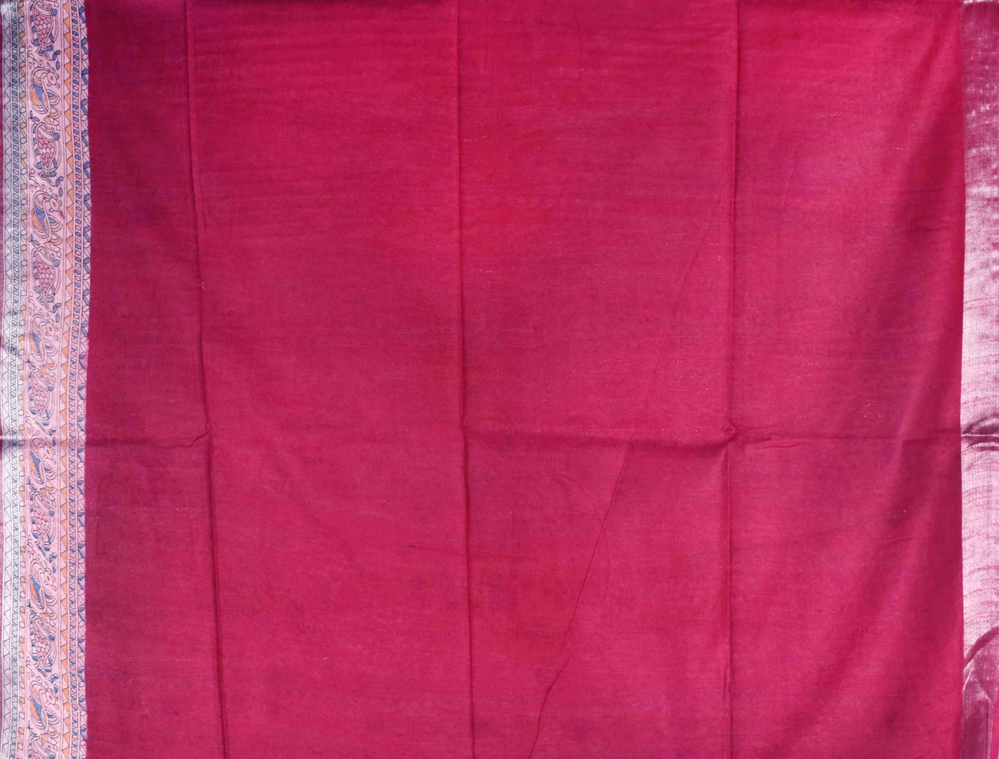 Dark Pink Cotton Silk Madhubani Saree