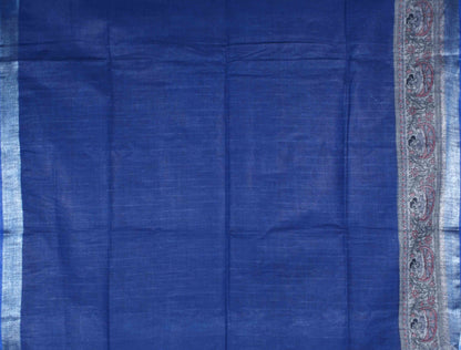 Dark Blue Cotton Silk Madhubani Saree