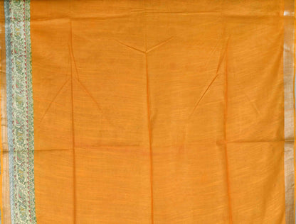 Yellow Cotton Silk Madhubani Saree