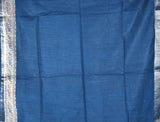 Blue Cotton Silk Madhubani Border Saree