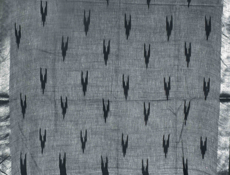Grey Cotton Linen Pochampalli Saree