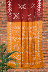 Maroon Cotton Silk Batik Saree