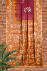 Light Maroon Cotton Silk Batik Saree