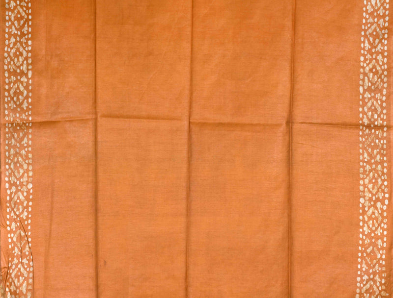 Black Orange Cotton Silk Batik Saree