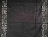 Dark Orange Black Cotton Silk Batik Saree