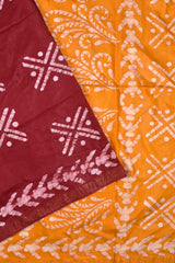 Maroon Cotton Silk Batik Saree