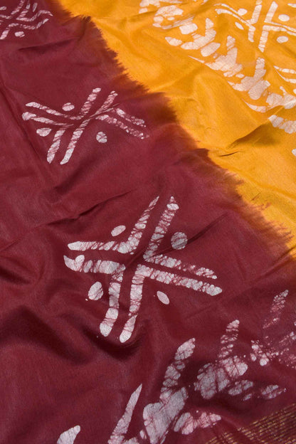 Maroon Cotton Silk Batik Saree