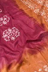 Light Maroon Cotton Silk Batik Saree