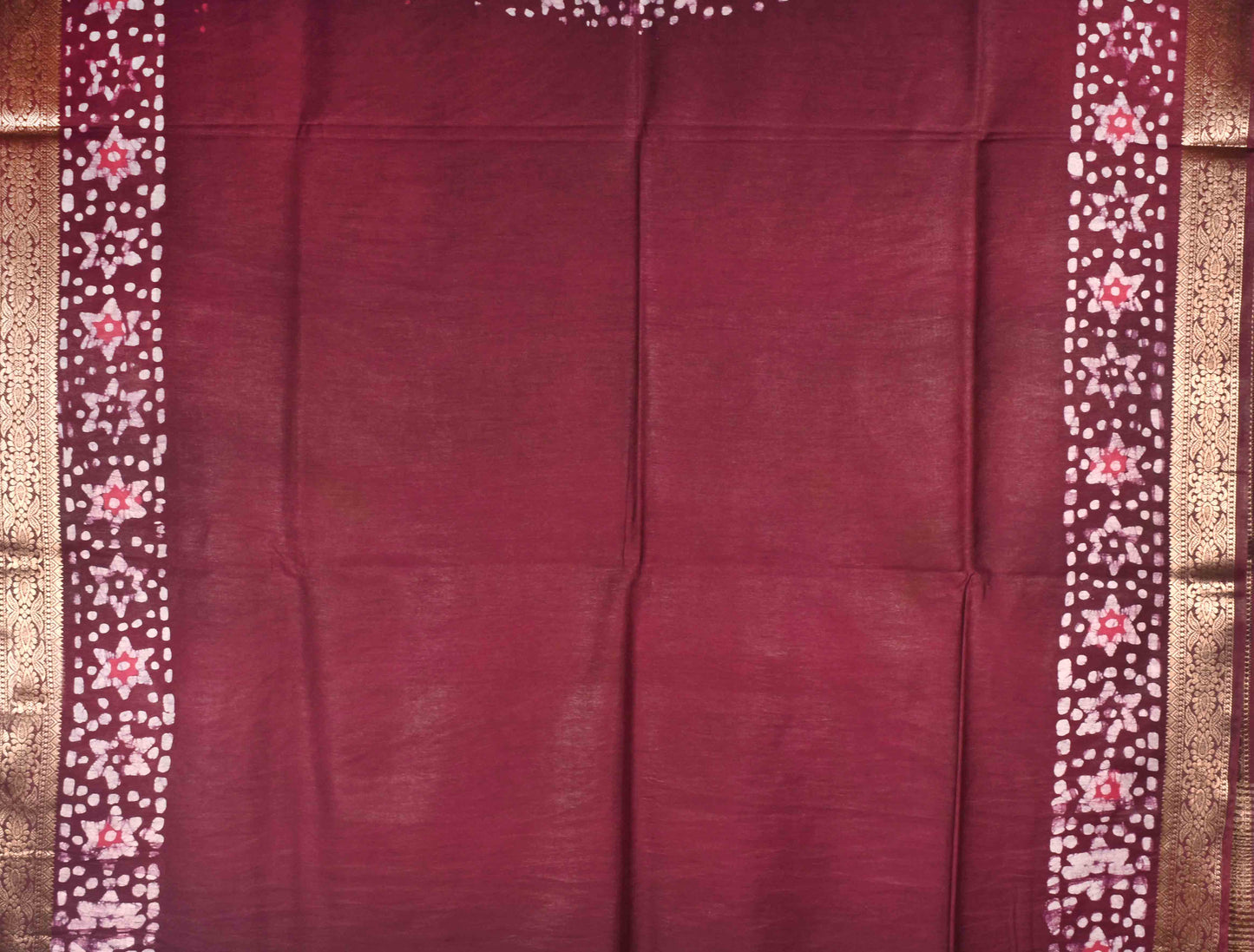 Dark Brown Cotton Silk Batik Saree