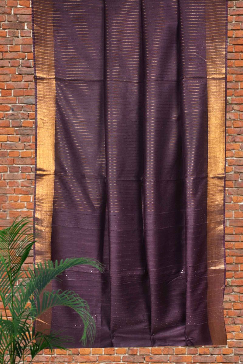 Dark Violet Cotton Silk Weaving Saree