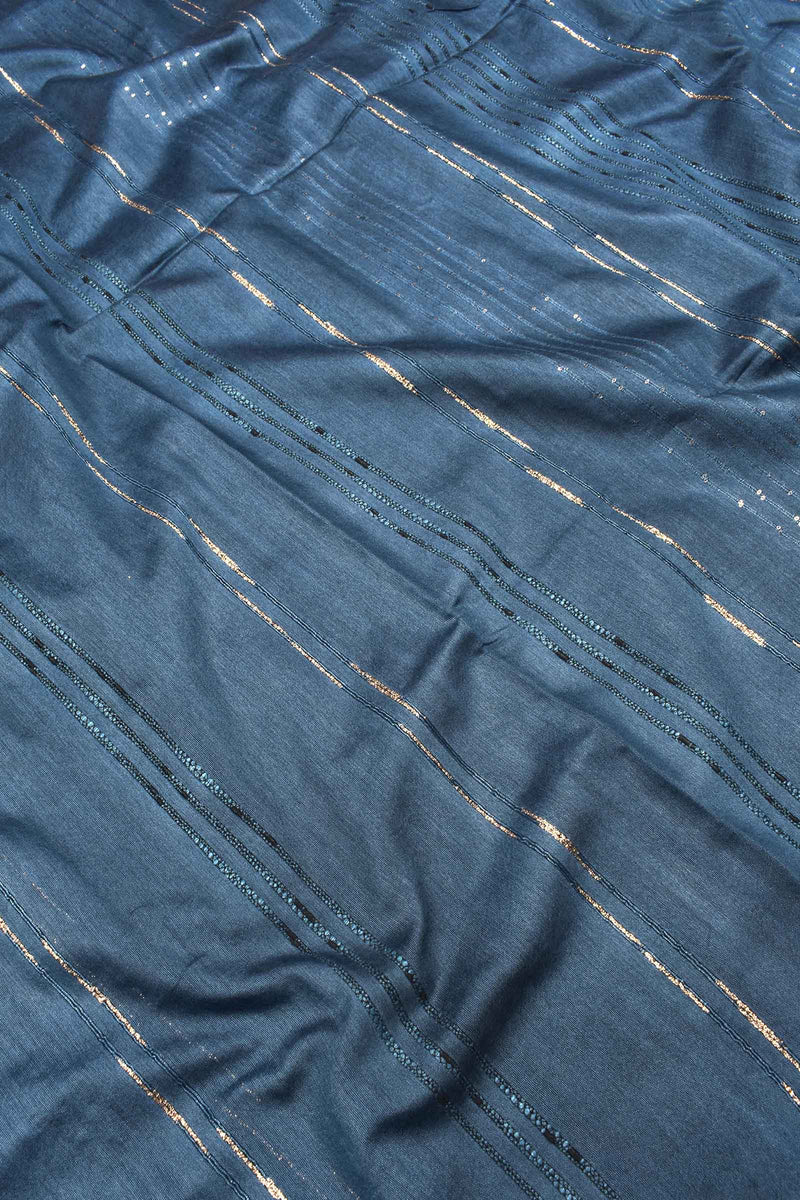 Dark Blue Cotton Silk Weaving Saree