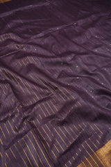 Dark Violet Cotton Silk Weaving Saree