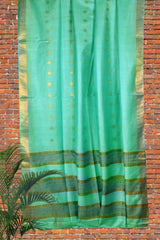 Green Cotton Silk Butta Saree