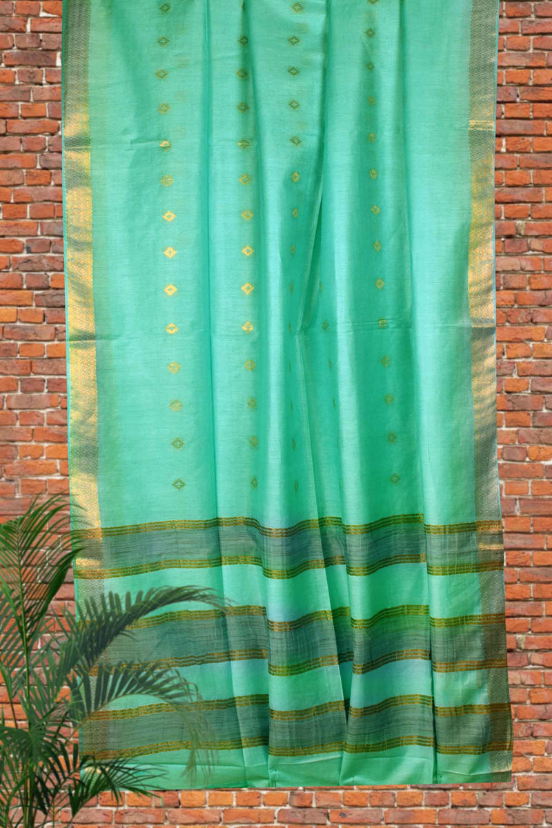 Green Cotton Silk Butta Saree