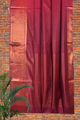 Maroon Cotton Silk Plain Saree