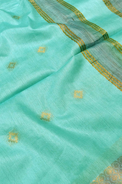 Green Cotton Silk Butta Saree