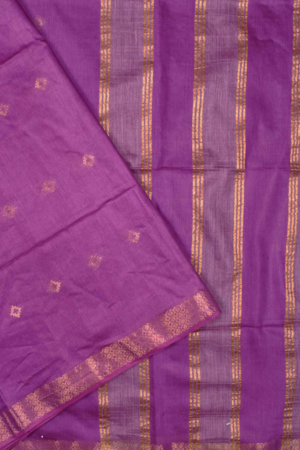 Light Violet Line Pallu Cotton Silk Butta Saree