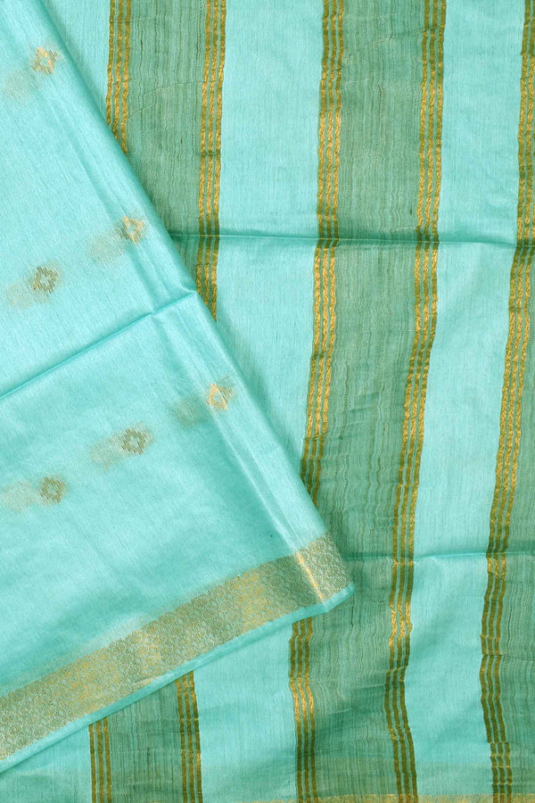 Green Cotton Silk Butta Saree