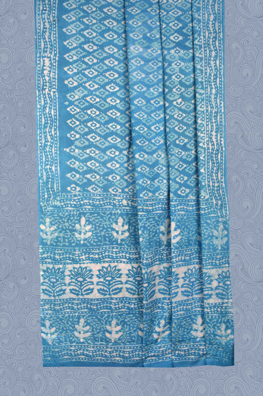 Light Blue Jaipur Cotton Print Saree