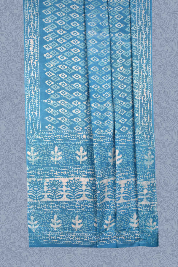 Light Blue Jaipur Cotton Print Saree