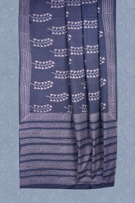 Violet Leaf Jaipur Cotton Print Saree