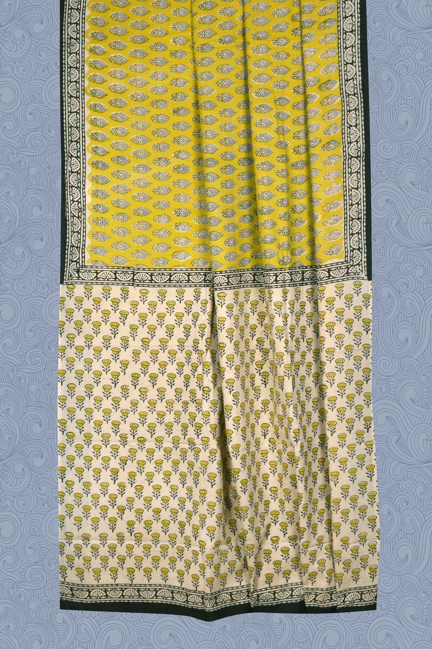 Yellow Jaipur Cotton Print Spade Saree