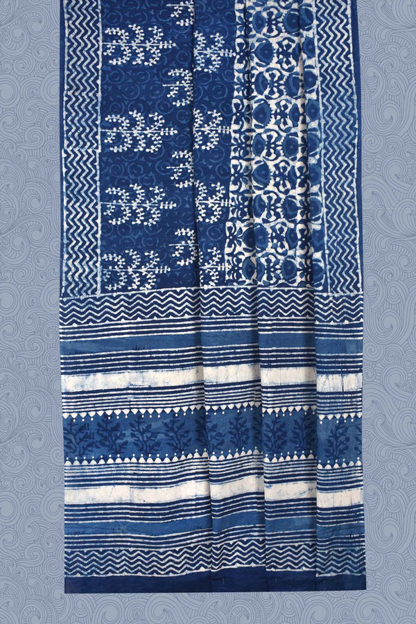 Indigo Blue Jaipur Cotton Print Saree