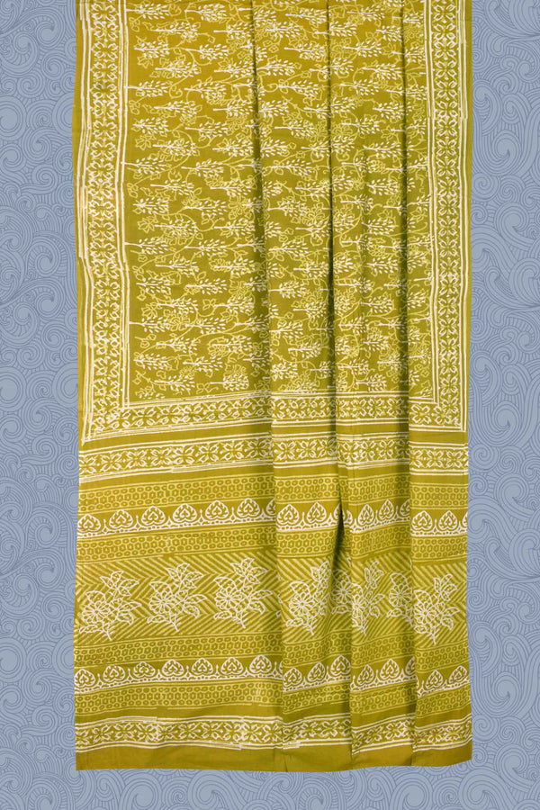 Green Jaipur Cotton Print Saree