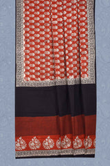 Dark Red Jaipur Cotton Print Saree