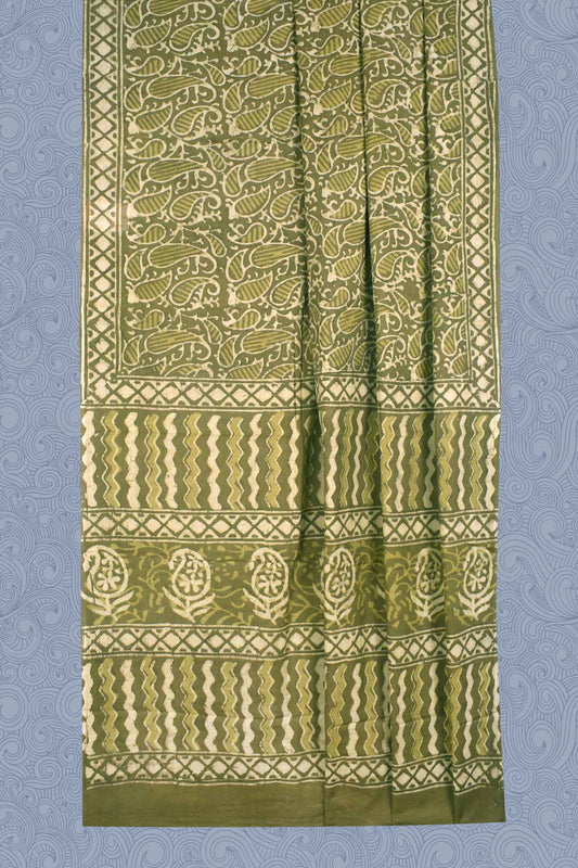 Green Mango Jaipur Cotton Print Saree