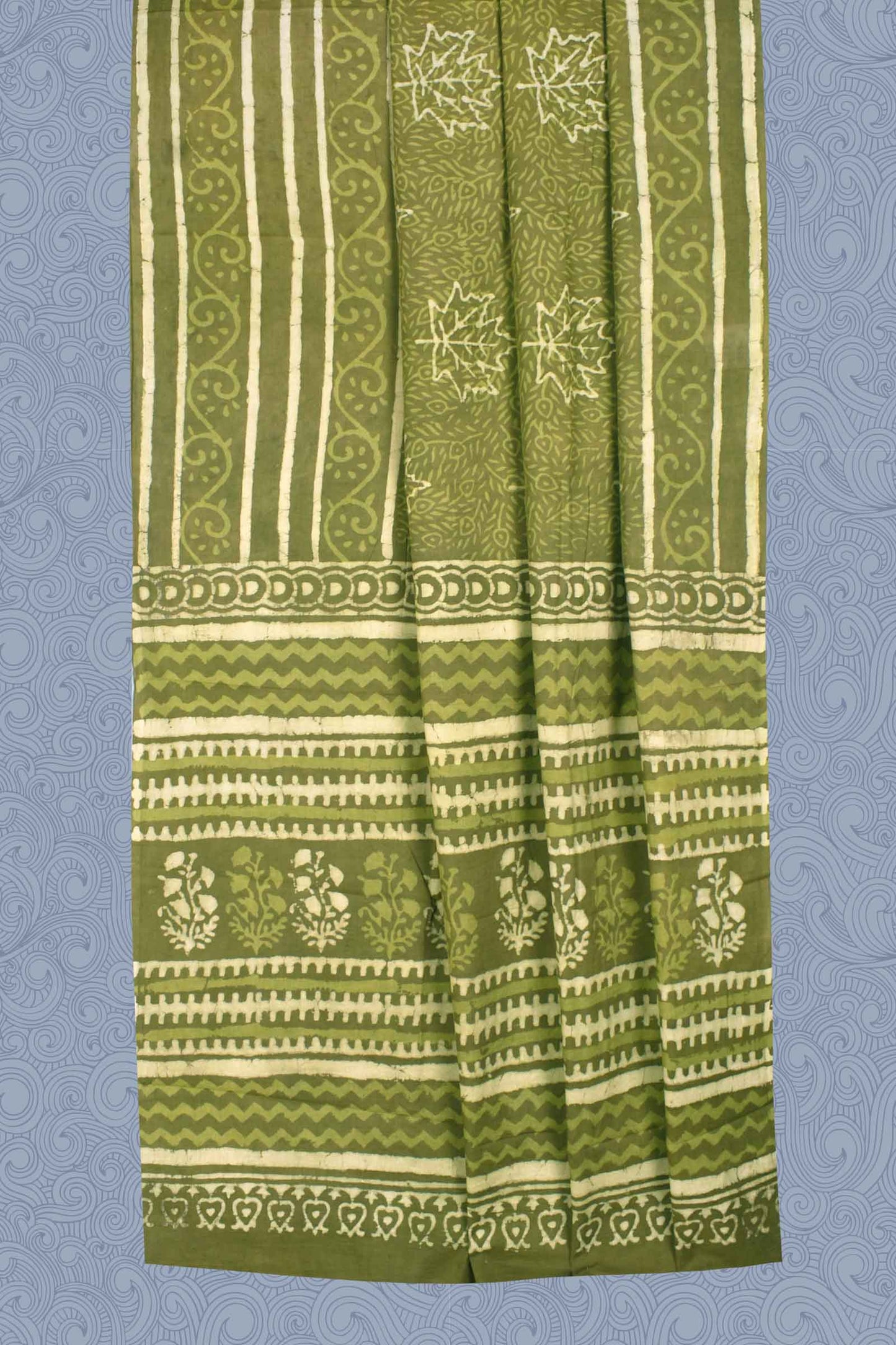 Green Leaf Jaipur Cotton Print Saree