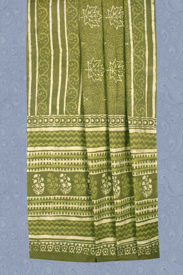 Green Leaf Jaipur Cotton Print Saree