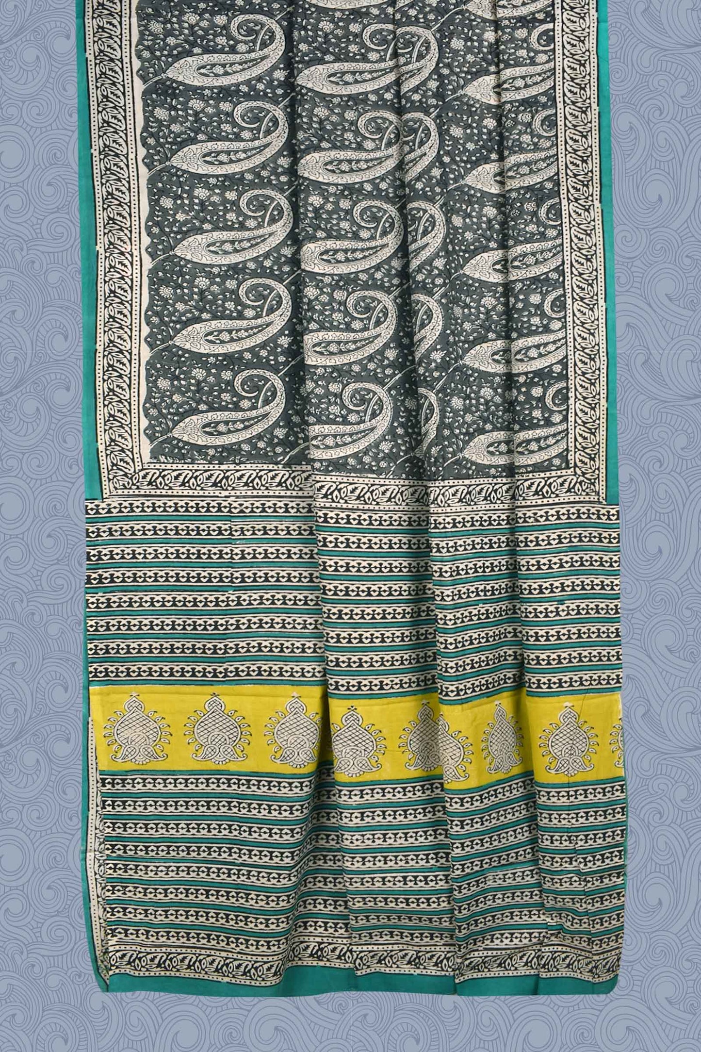 Grey Jaipur Cotton Print Saree