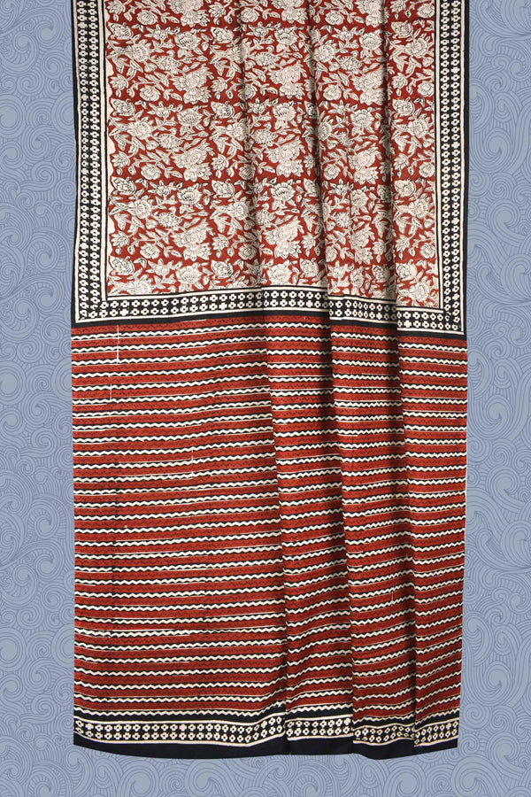 Brown Jaipur Cotton Print Saree