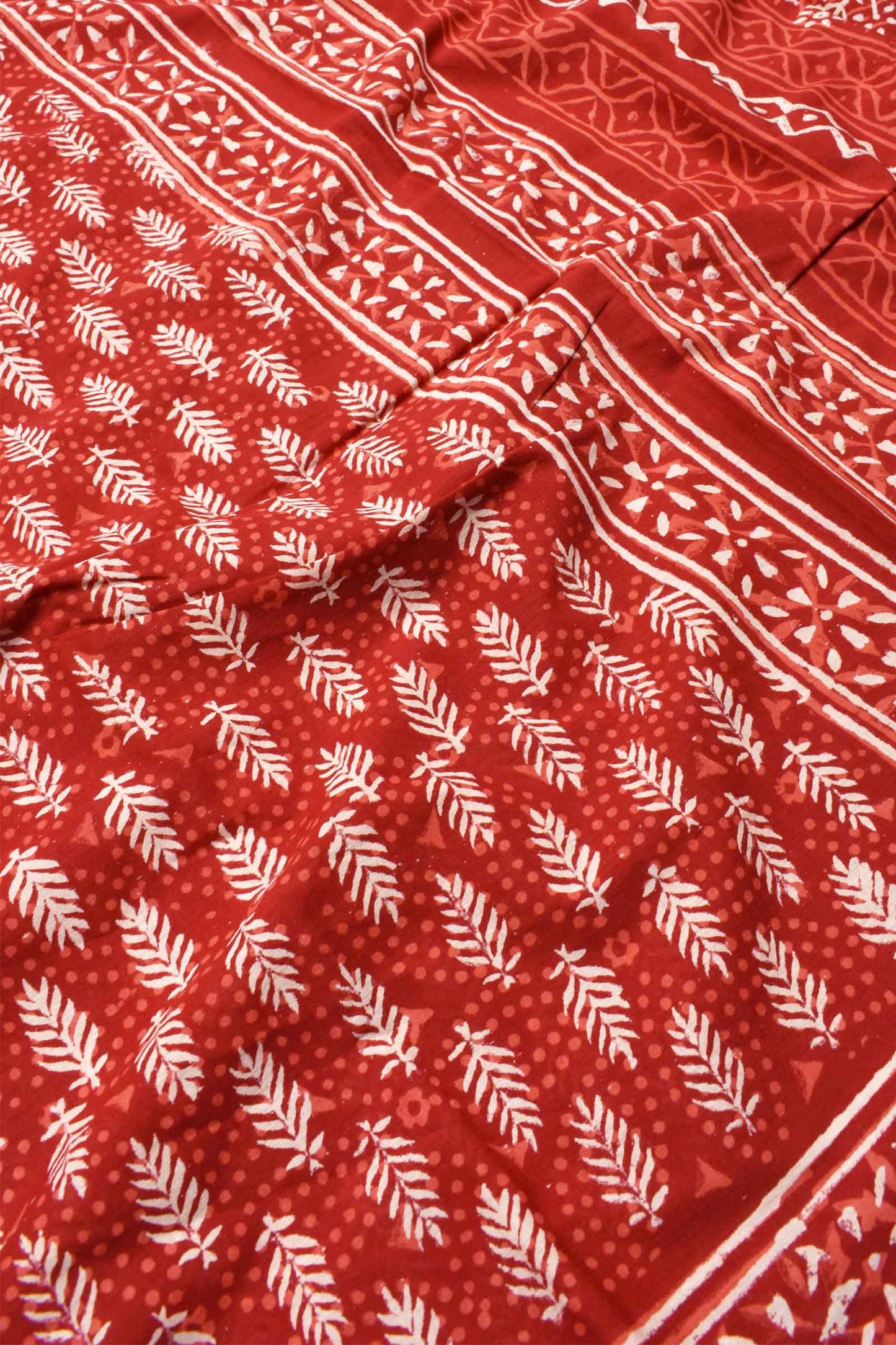 Red Jaipur Cotton Print Saree