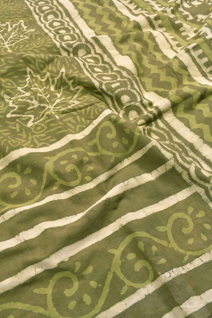 Green Leaf Jaipur Cotton Print Saree