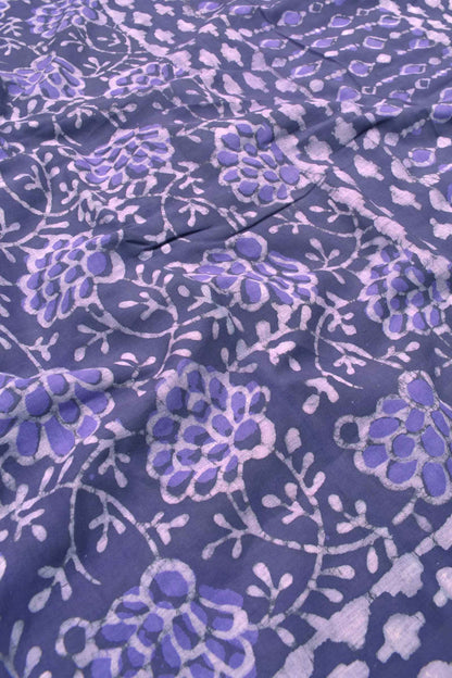 Violet Flower Jaipur Cotton Print Saree