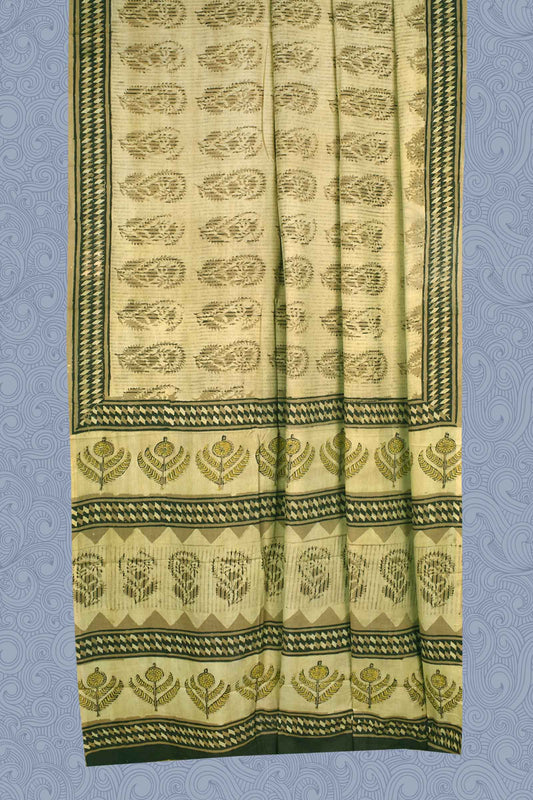 Sandal Jaipur Cotton Ajrakh Butta Print Saree