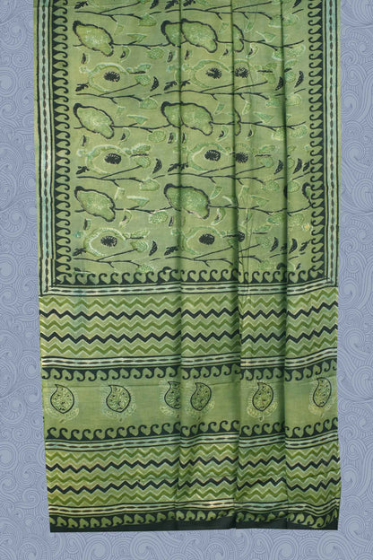 Green Jaipur Cotton Ajrakh Print Saree