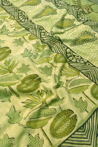 Green Lotus Jaipur Cotton Ajrakh Print Saree