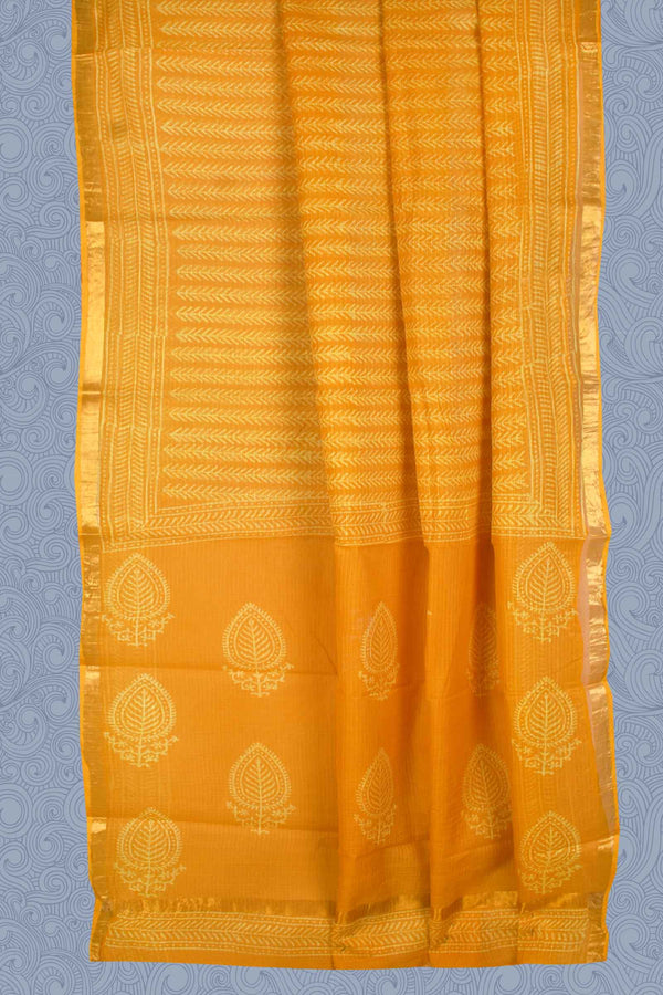 Yellow Kota Cotton Doria Checks Saree