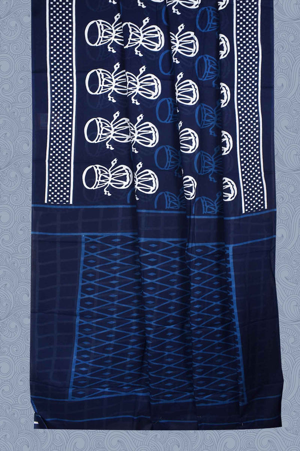 Indigo Blue Jaipur Cotton Mul Mul Saree