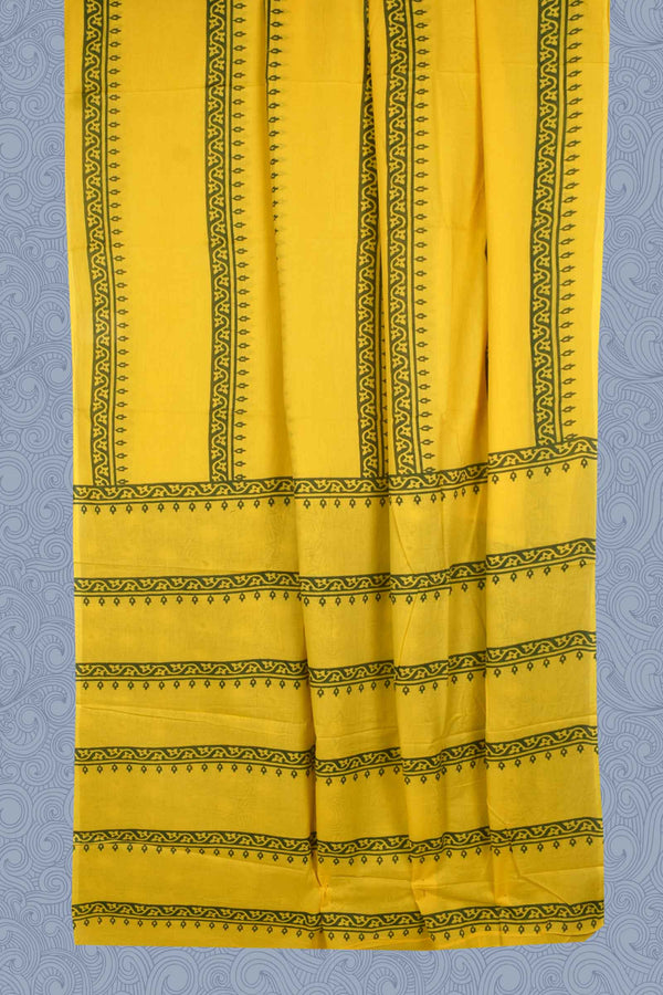 Yellow Jaipur Cotton Mul Mul Saree